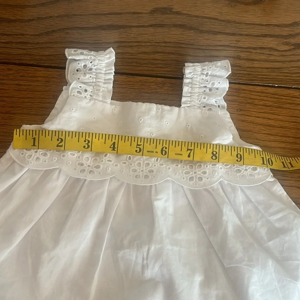 Janie And Jack Baby  Eyelet Cotton White Dress Size 6-12 Months